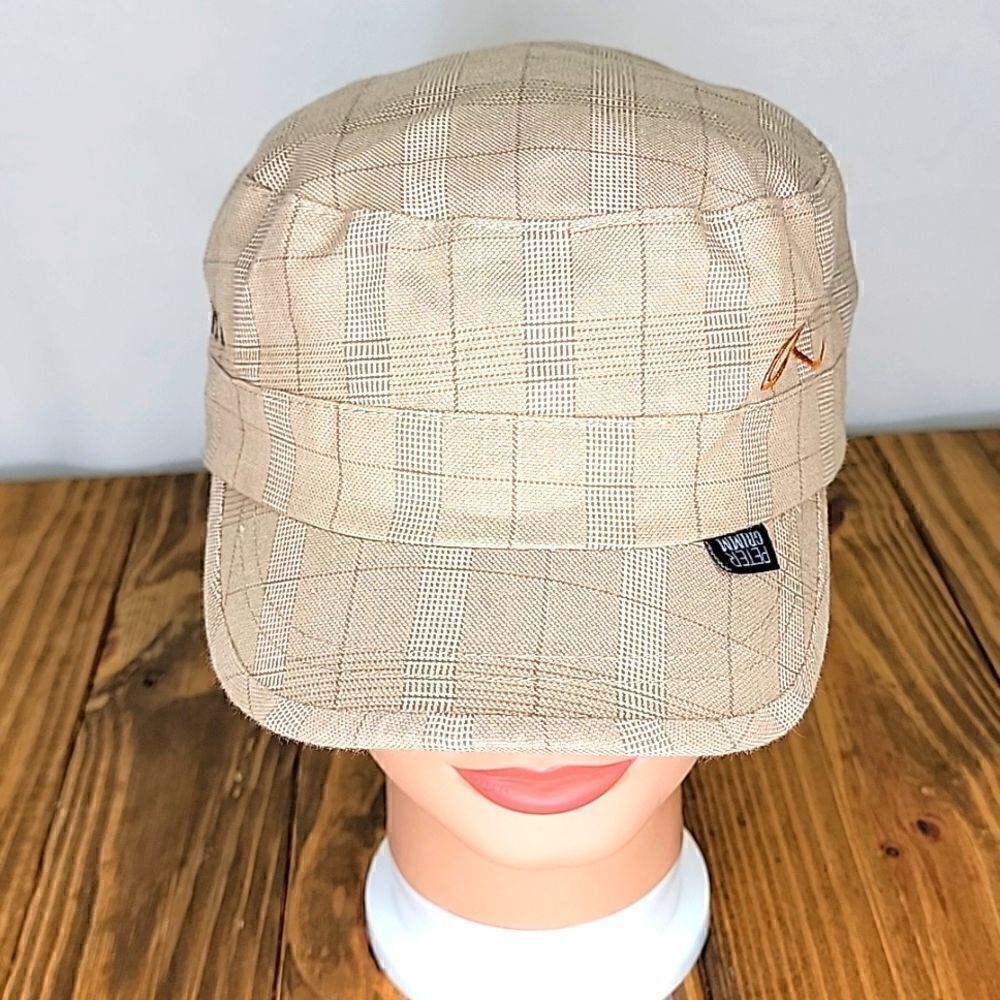 Peter Grimm. Reininger. Newsboy Hat. Tan Plaid. Vintage. OSFA. EUC